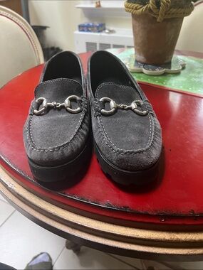 Gray Suede Horsebit Loafers